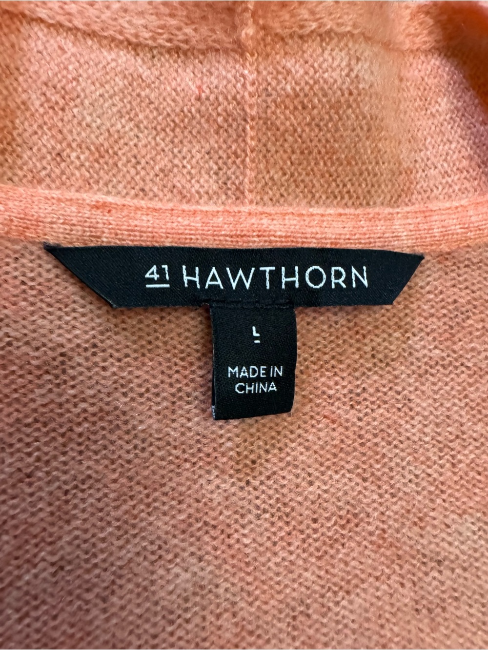 41 Hawthorn 100% Cashmere Cardigan Size Large Coral Pink Open Front Soft Luxury - Picture 4 of 7